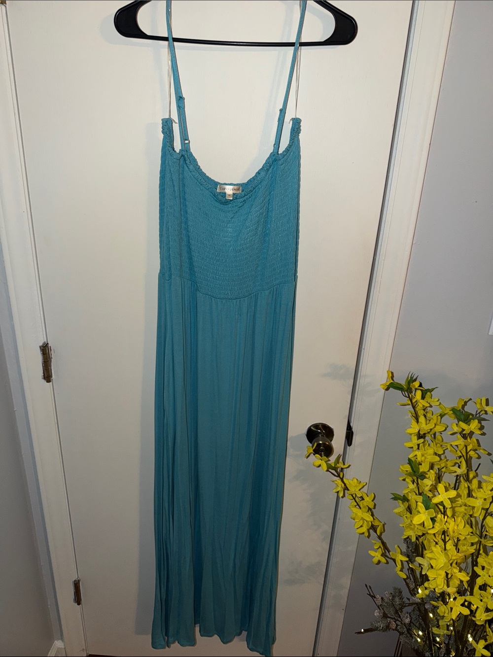 Curvy Sense Women’s Teal Maxi Dress with Adjustable Straps